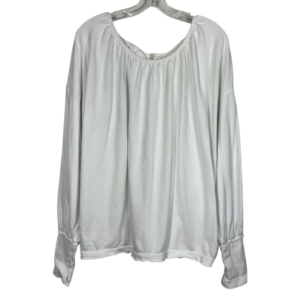 Free People Rundown Tunic White Open Back Oversized Fit Pullover Sweatshirt L
